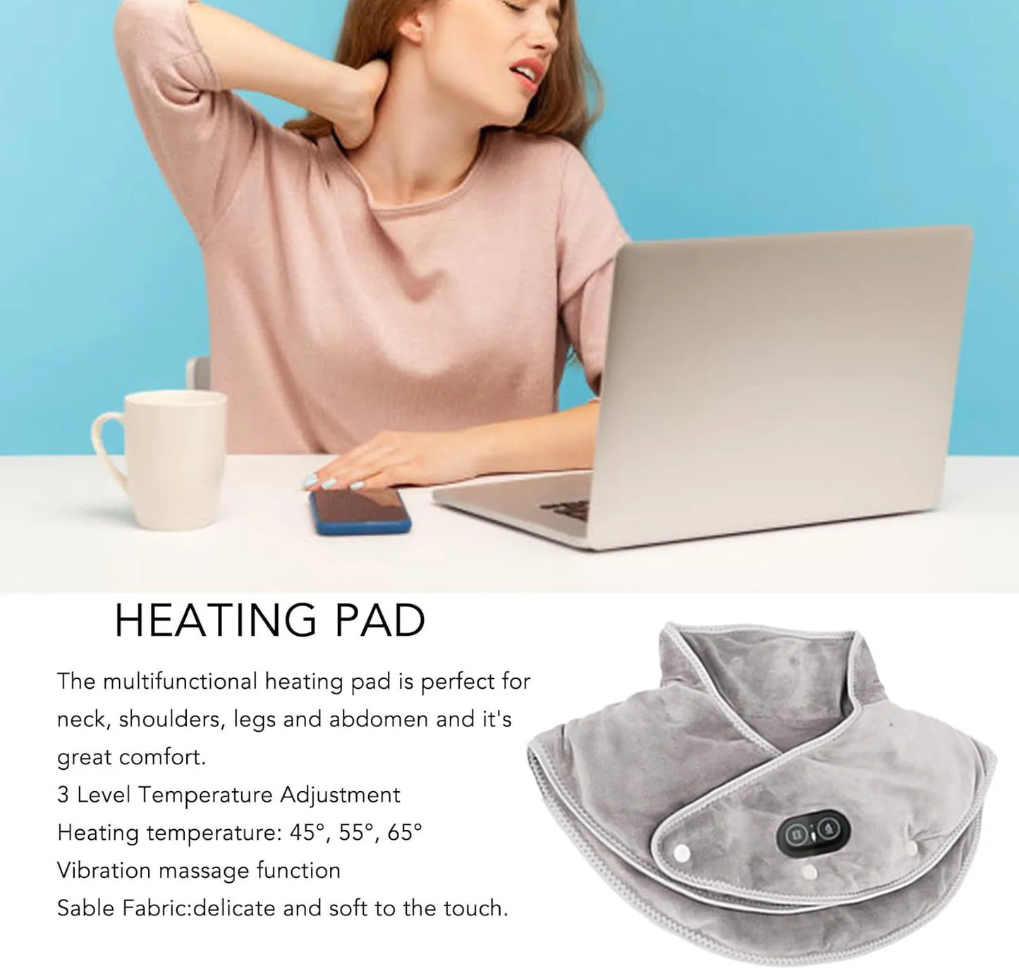 Electric Heating Neck Shoulder Vibration Massager Cervical Vertebra Arthritis Relief Infrared Therapy Neck Back Heated Relax Pad